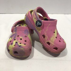Crocs Clogs Tie Dye Baby Toddler Size 5 Summer Bright Colors Pink Yellow Purple